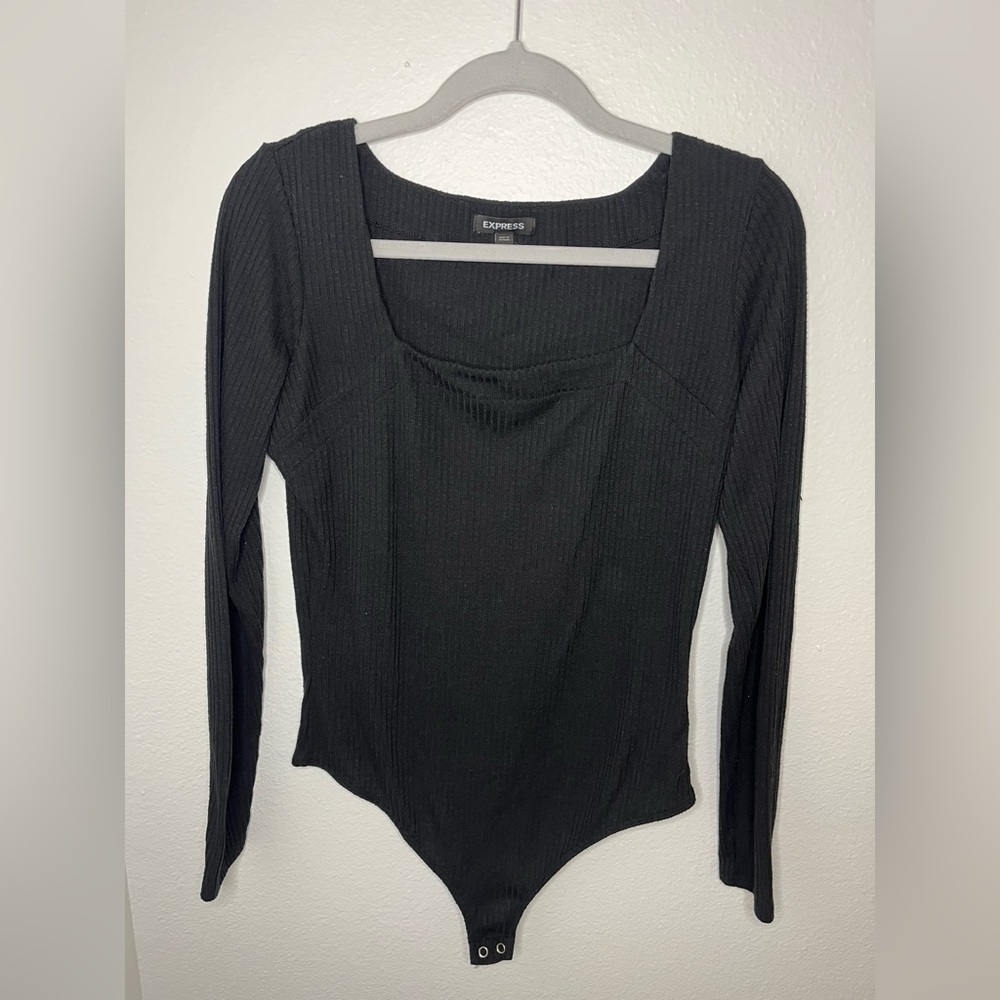 Express Black Fitted Long Sleeve Bodysuit